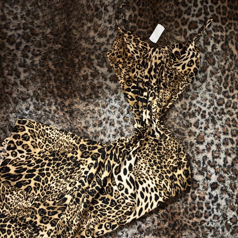 Leopard Print Spaghetti Strap Dress